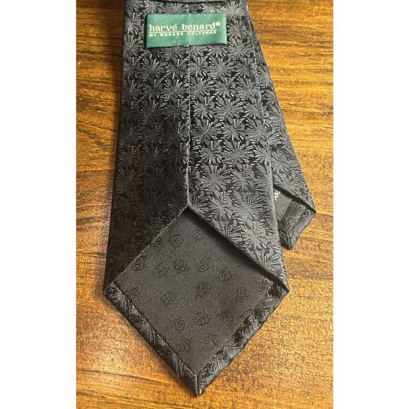 ⭐️‎ Harve Bernard 100% Silk Handmade Black Neck Tie Men's Formal Stylish Vintage - Picture 6 of 7